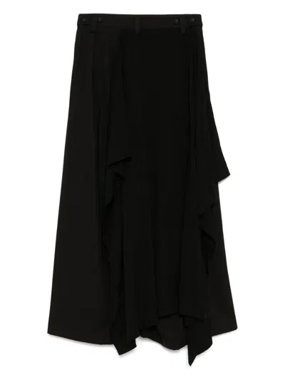 Yohji Yamamoto Draped Cotton Trousers In Black