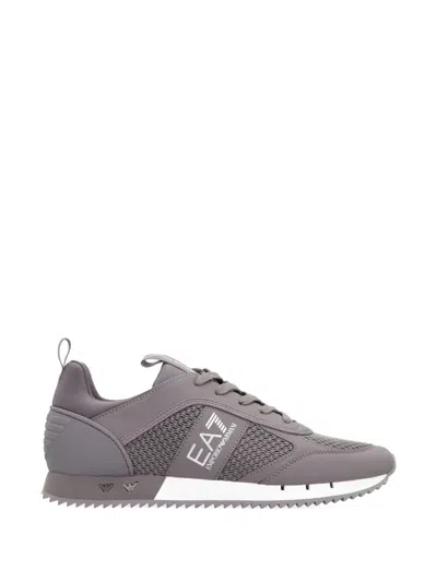Ea7 Low-top Vegan Leather Sneaker With Mesh Inserts In Purple
