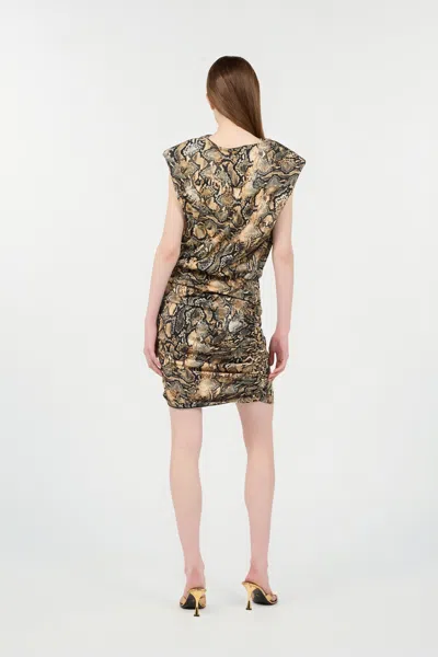 Roberto Cavalli Mini Dress With Python Print In 716 Marzapan + 738 C
