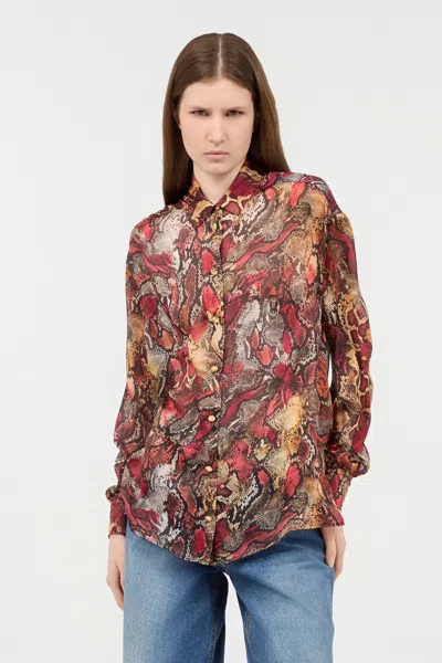Roberto Cavalli Shirt With Python Print In Emberglow