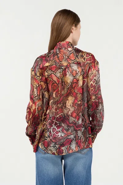Roberto Cavalli Shirt With Python Print In Emberglow