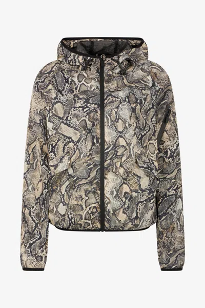 Roberto Cavalli Hooded Jacket With Python Print In Corteccia