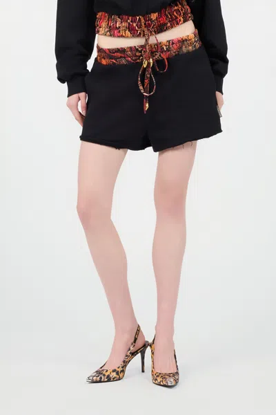 Roberto Cavalli Sporty Shorts With Python Print At Waist In 899 Black + 576 Embe