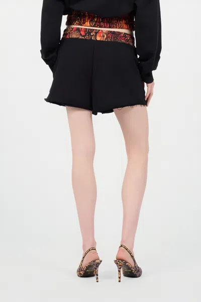 Roberto Cavalli Sporty Shorts With Python Print At Waist In 899 Black + 576 Embe