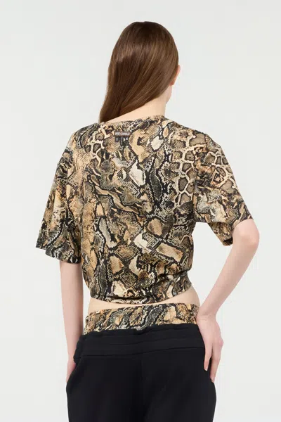 Roberto Cavalli Crop Top With Python Print In 716 Marzapan + 738 C