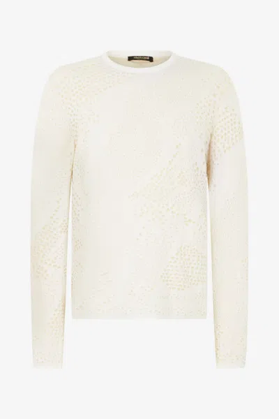 Roberto Cavalli Top With Python Motif In Ivory