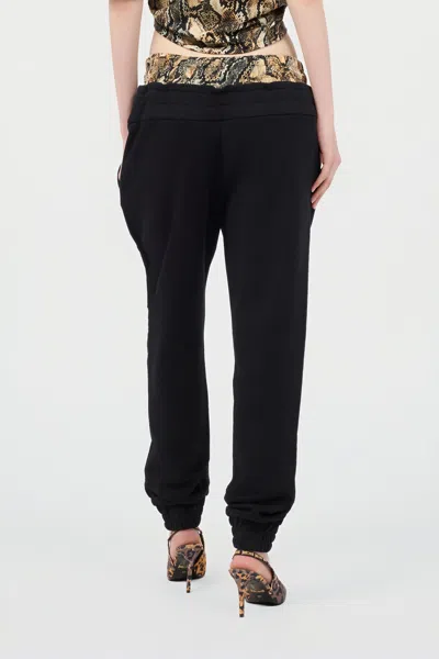 Roberto Cavalli Sporty Trousers With Python Print At Waist In 899 Black + 716 Marz