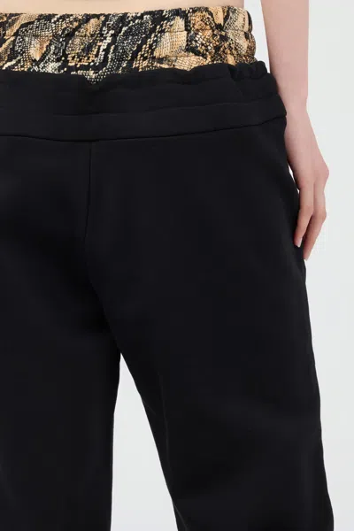 Roberto Cavalli Sporty Trousers With Python Print At Waist In 899 Black + 716 Marz