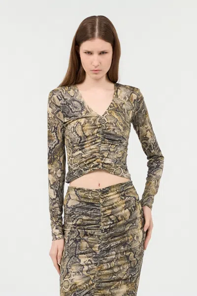 Roberto Cavalli Top With Python Print In Corteccia
