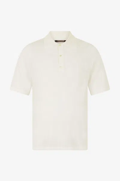 Roberto Cavalli Patterned-jacquard Polo Shirt In Ivory