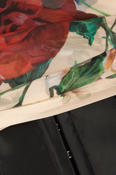 Dolce & Gabbana Flower Print Marquisette And Chiffon Bustier Top In Bouquetfioriantichifondonude