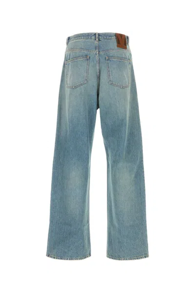 Valentino Stitched Belt Loops Straight Five-pocket Trousers In Blue