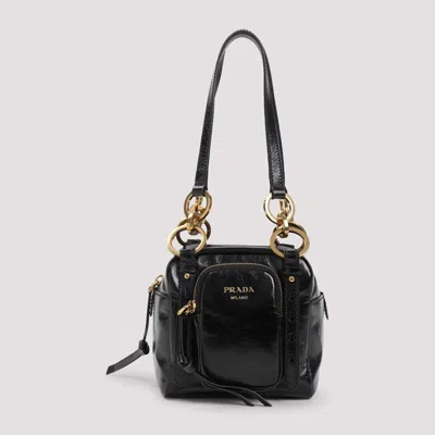 Prada Dangle Leather Top-handle Mini-bag In Black