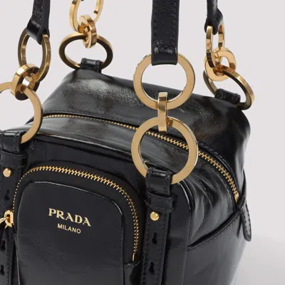 Prada Dangle Leather Top-handle Mini-bag In Black