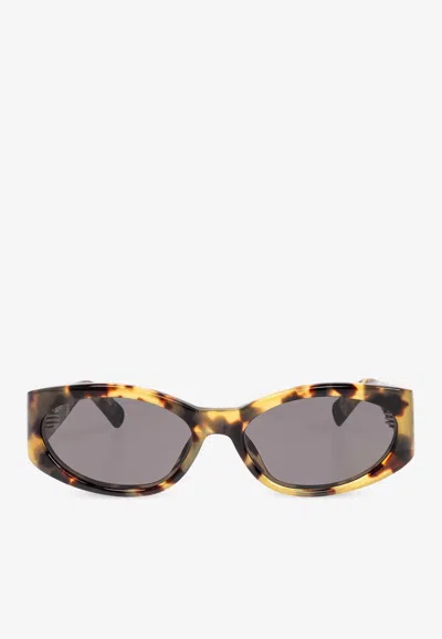 Jacquemus Ovalo - T-shell / Matt Black Sunglasses In Gray
