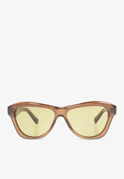 Jacquemus Logo Print Round Sunglasses In Green