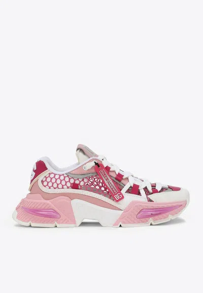Dolce & Gabbana Dolce&gabbana White/pink Mesh Airmaster Trainer In Pink