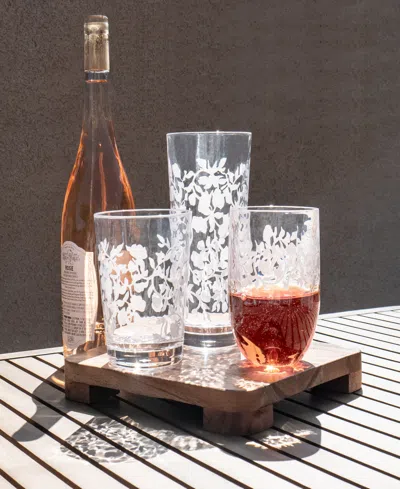 Tarhong Vines Etch Stemless Glasses, Set Of 6 In Clear