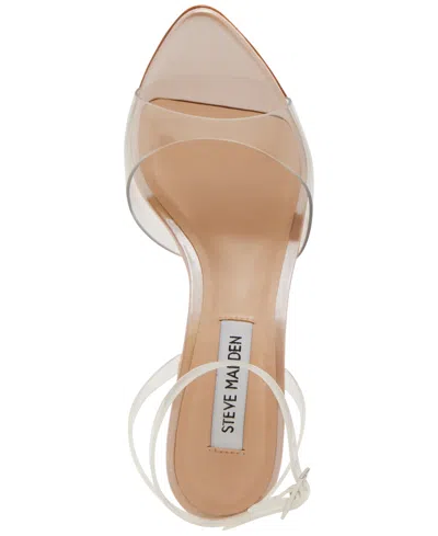 Steve Madden Zelie Womens Faux Leather Ankle Strap Block Heels In Neutral