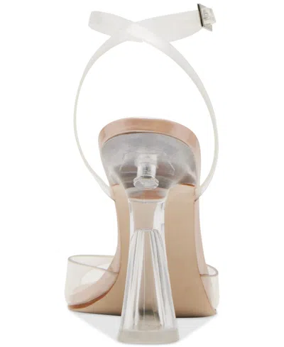 Steve Madden Zelie Womens Faux Leather Ankle Strap Block Heels In Neutral