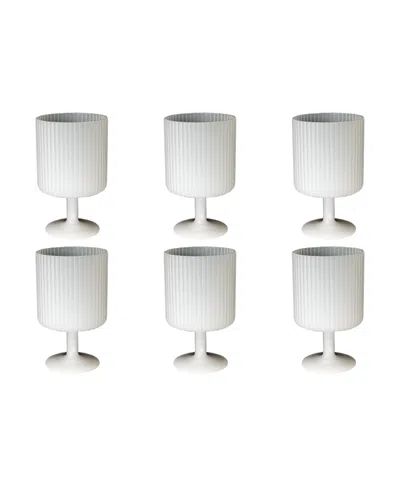 Tarhong Mesa Goblet Glasses, Set Of 6 In White
