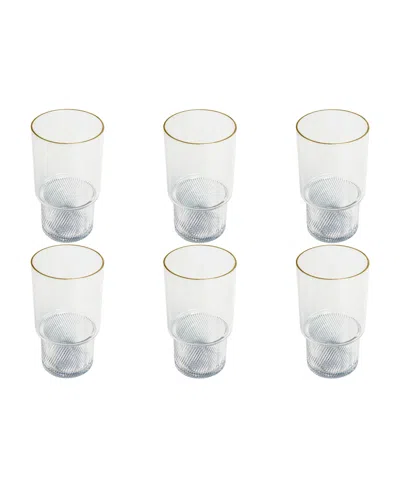 Tarhong Stax Optic Twist Coupe Glasses, Set Of 6 In Clear