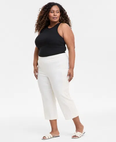 Jm Collection Plus Size Side Lace Trim Capri Pants, Exclusively At Macy's In Eggnog