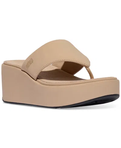 Fitflop Women's Flatforms Wedge Toe-post Sandals In Classic Beige