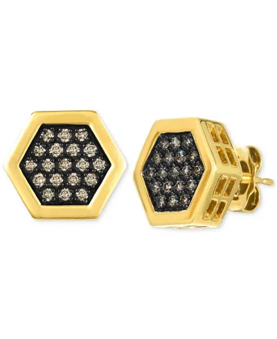 Le Vian Chocolatier Men's Chocolate Diamond Hexagon Cluster Stud Earrings (1/3 Ct. T.w.) In 14k Gold In Yellow Gold