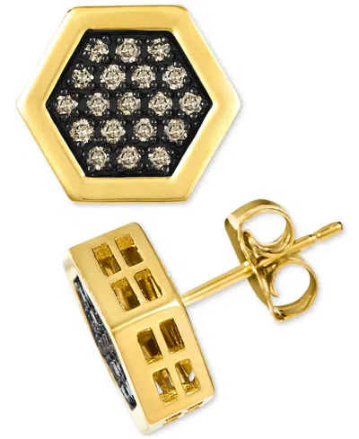 Le Vian Chocolatier Men's Chocolate Diamond Hexagon Cluster Stud Earrings (1/3 Ct. T.w.) In 14k Gold In Yellow Gold