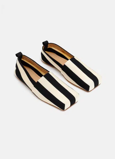 Jacquemus The Carré Striped Espadrilles In Black/white
