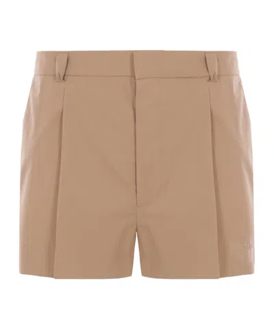 Gucci Tailored Cotton Shorts With Pockets And Pleats In Beige
