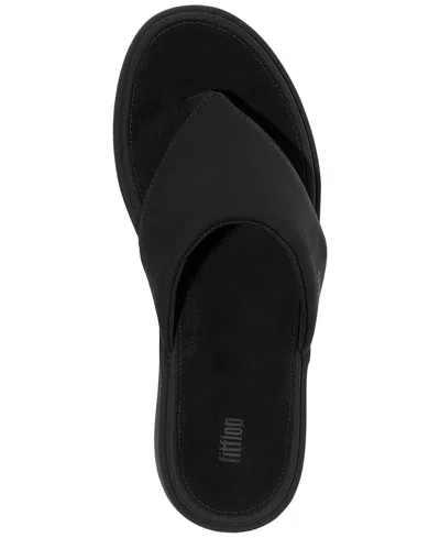 Fitflop Women's Flatforms Wedge Toe-post Sandals In All Black