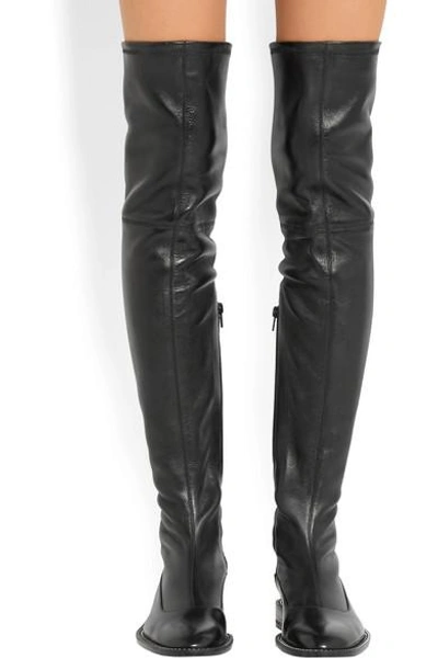 Shop Givenchy Chain-trimmed Over-the-knee Boots In Black Stretch-leather