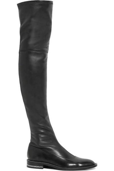 Shop Givenchy Chain-trimmed Over-the-knee Boots In Black Stretch-leather