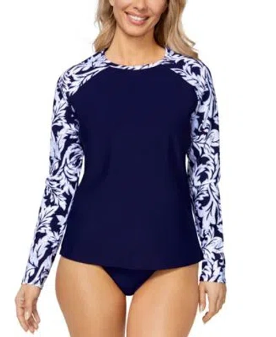Island Escape Womens Pullover Rashguard Tummy Control Bottoms Exclusively At Macys In Black