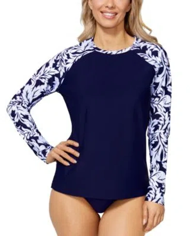 Island Escape Womens Pullover Rashguard Tummy Control Bottoms Exclusively At Macys In Black