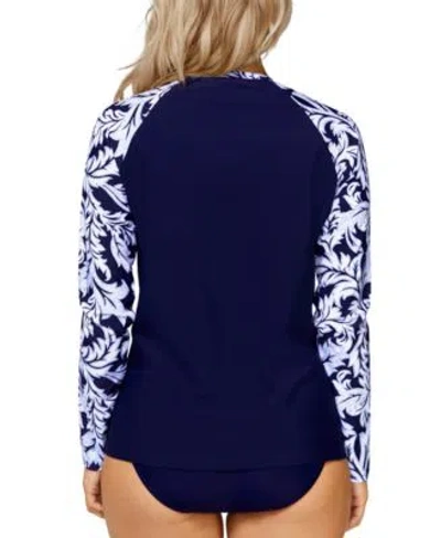 Island Escape Womens Pullover Rashguard Tummy Control Bottoms Exclusively At Macys In Black