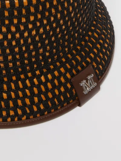 Max Mara Woven Bucket Hat In Black