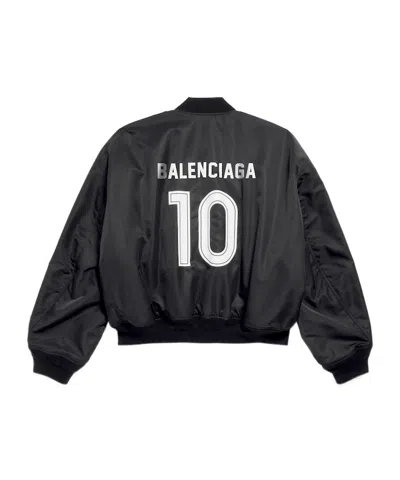 Balenciaga Black Bomber Jacket With Logo Patch