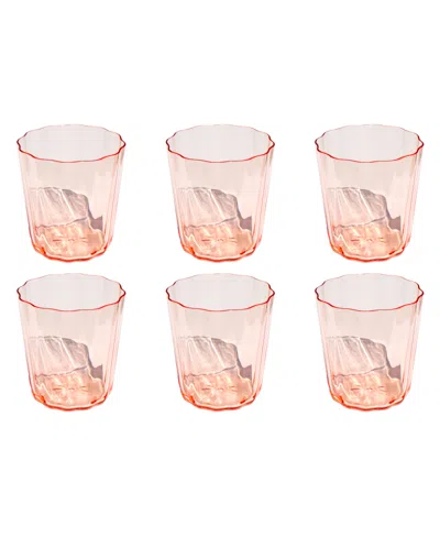 Tarhong Simple Scallop Goblet Glasses, Set Of 6 In Pink