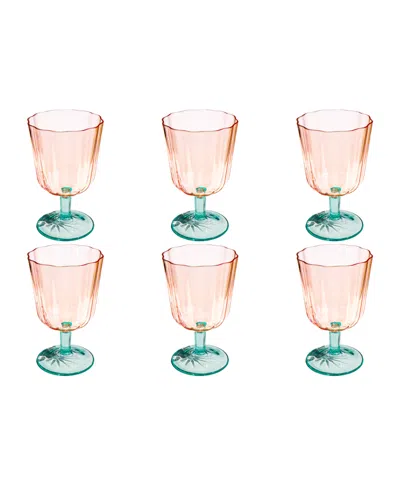 Tarhong Vines Etch Jumbo Glasses, Set Of 6 In Pink