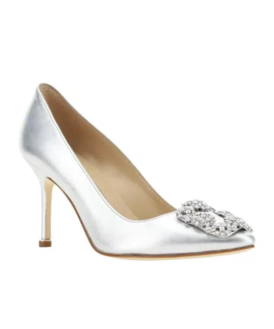 Manolo Blahnik Hangisi 100 Leather Pump In White