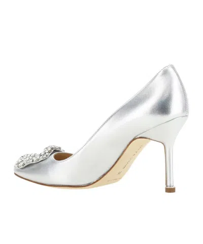 Manolo Blahnik Hangisi 100 Leather Pump In White