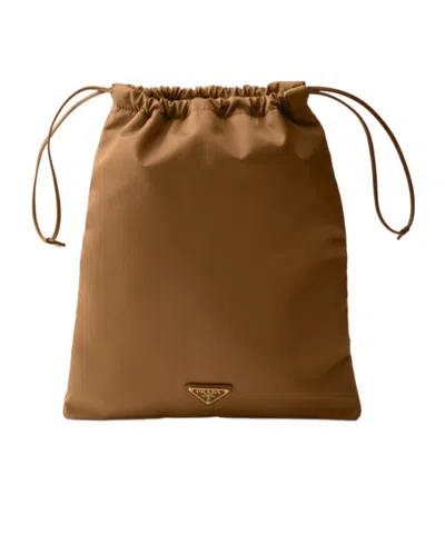 Prada Womens Brown Triangle-logo Re-nylon Pouch In Brown
