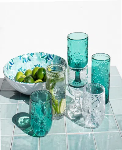 Tarhong Panel Double Old Fashioned Glasses, Set Of 6 In Teal
