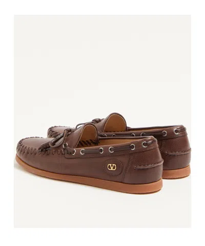 Valentino Garavani Brown Leather Palm Avenue Loafers