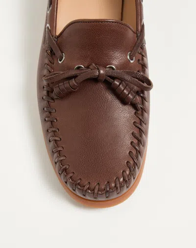 Valentino Garavani Brown Leather Palm Avenue Loafers