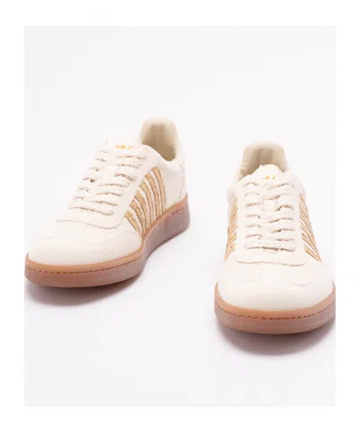 Dsquared2 Summer Lovers Canvas And Rafia Sneakers In Neutral