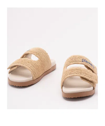 Dsquared2 Woven Raffia Sandals With Comfortable Slip-on Design In Neutral